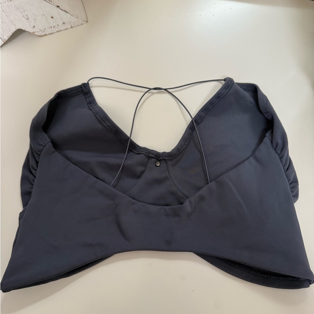 Joah Brown Sueded Navy Curve Scrunch Tank - Picture 5 of 6